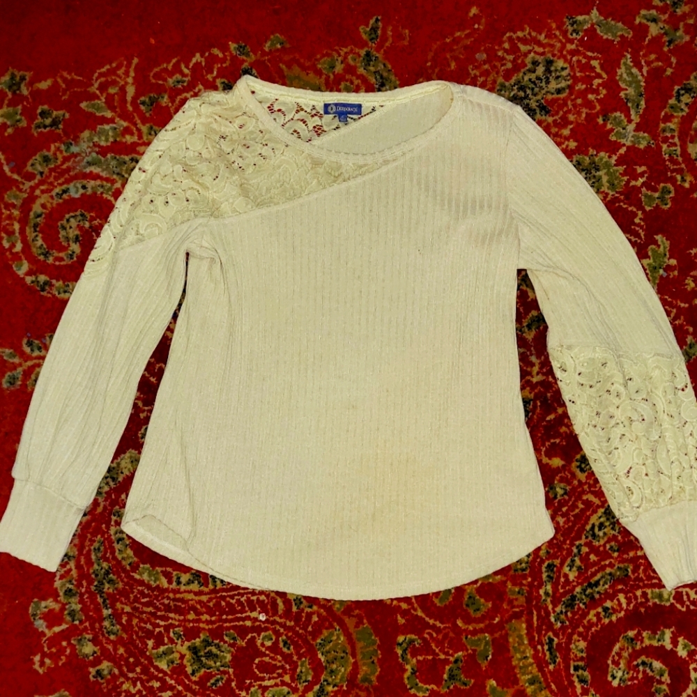 Democracy  Long sleeve cream and lace top size large